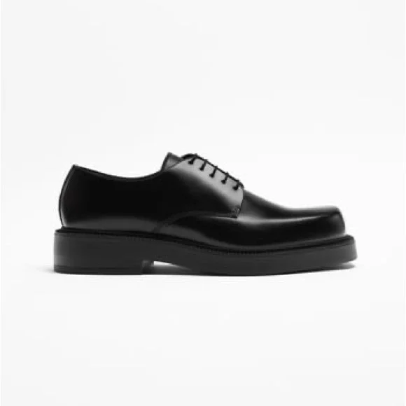 Zara | Shoes | Nwt Zara Man Black Leather Chunky Laceup